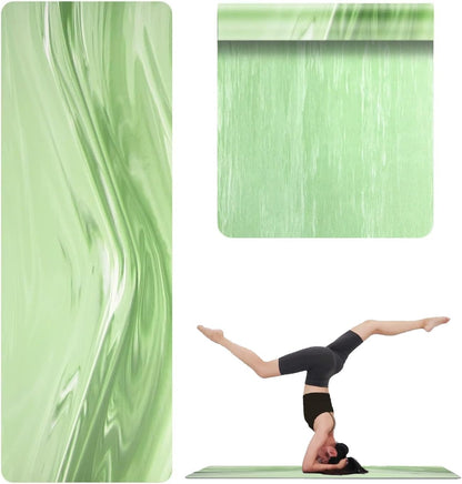 Natural Rubber Yoga Mat, Matte PU Material Extra Thick Yoga Mat Non Slip, Eco Friendly Fitness Exercise Mat for Women Men Kids, Workout, Yoga, Pilates and Floor Exercise
