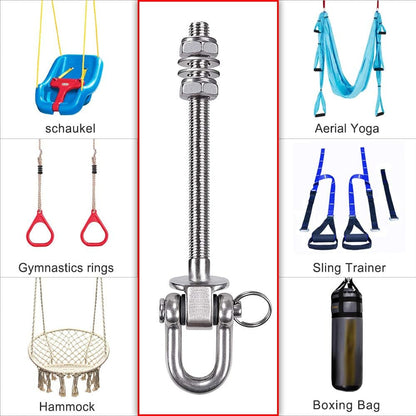 SELEWARE Heavy Duty 180° Swing Hangers, Stainless Steel Eye Screw Bracket, 1800 LB Capacity Playground Yoga Hammock Rope Tire Web Chair Sandbag Punching Bag Porch Swing Sets (6 Pack)