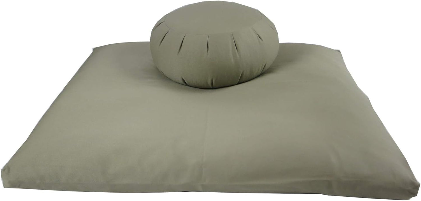 Buckwheat Zafu and Large Zabuton Meditation Cushion Set (2pc)