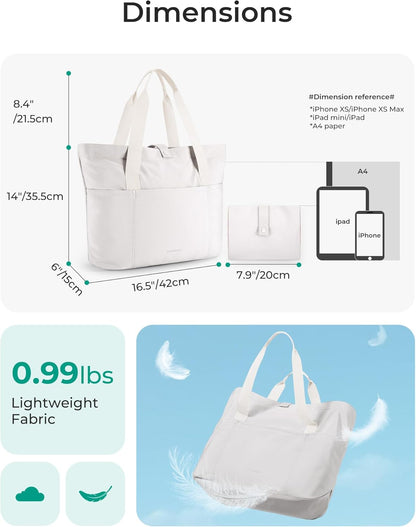 BAGSMART Tote Bag for Women, Foldable Tote Bag With Zipper Travel Shoulder Bag Handbag for Work