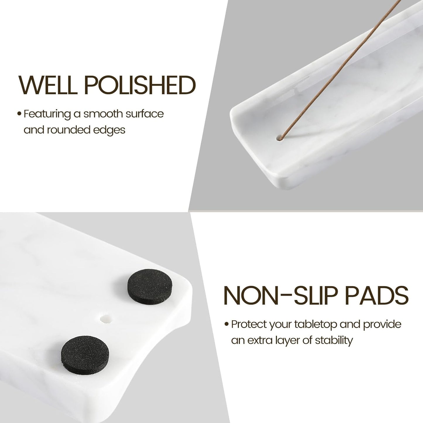 Koville Marble Incense Holder, Incense Holder for Sticks, Incense Sticks Holder Ash Catcher for Meditation Yoga SPA, Natural Stone Incense Burner, Home Table Decor (Green)