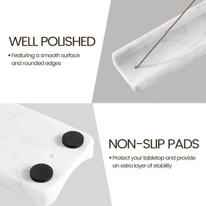 Koville Marble Incense Holder, Incense Holder for Sticks, Incense Sticks Holder Ash Catcher for Meditation Yoga SPA, Natural Stone Incense Burner, Home Table Decor (Green)
