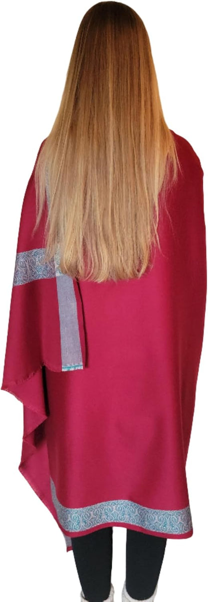 Soft Premium Wool Blend Meditation Shawl - Large Unisex Prayer Wrap, Oversize Scarf & Versatile Blanket