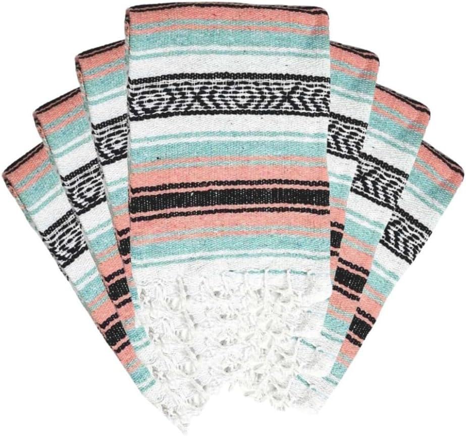 Open Road Goods Bulk Falsa Blankets - Handwoven Authentic Mexican Falsa - Great for Weddings, Yoga, Beach, Picnics, or Mexican Throw! (Tan, 7 Pack)