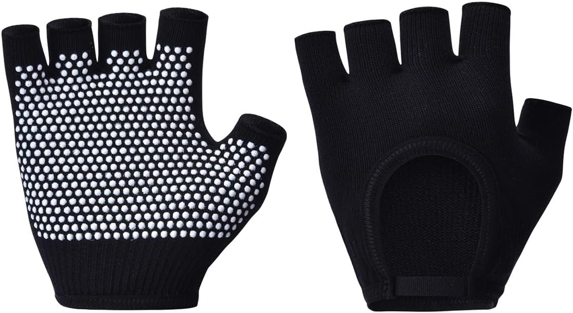 Non-Slip Fingerless Yoga Gloves – Ideal for Pilates, Barre, Air Yoga, and Fitness Workouts – Breathable Fabric with Enhanced Grip for Stability