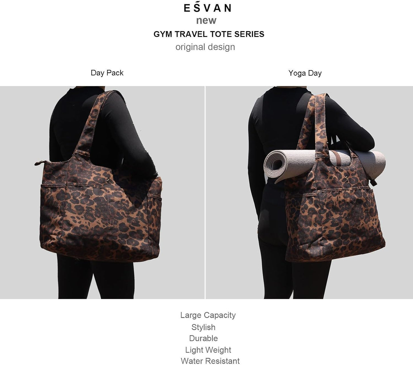 ESVAN Yoga Tote Bag Mat bag Women Shoulder Bags Carryall Tote for Travel Office Workout Gym Nurse Beach