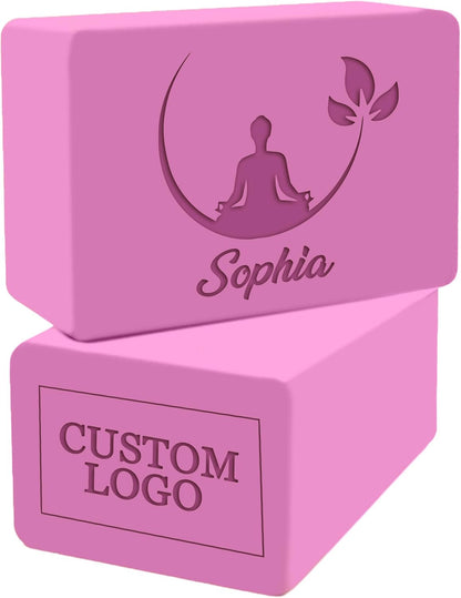 Personalized Yoga Blocks Yoga Gift 2 Pack with Custom Design or Logo, Exercise blocks Yoga Blocks Soft Non-Slip for Pilates, Meditation, Custom Yoga Accessories for Men & Women