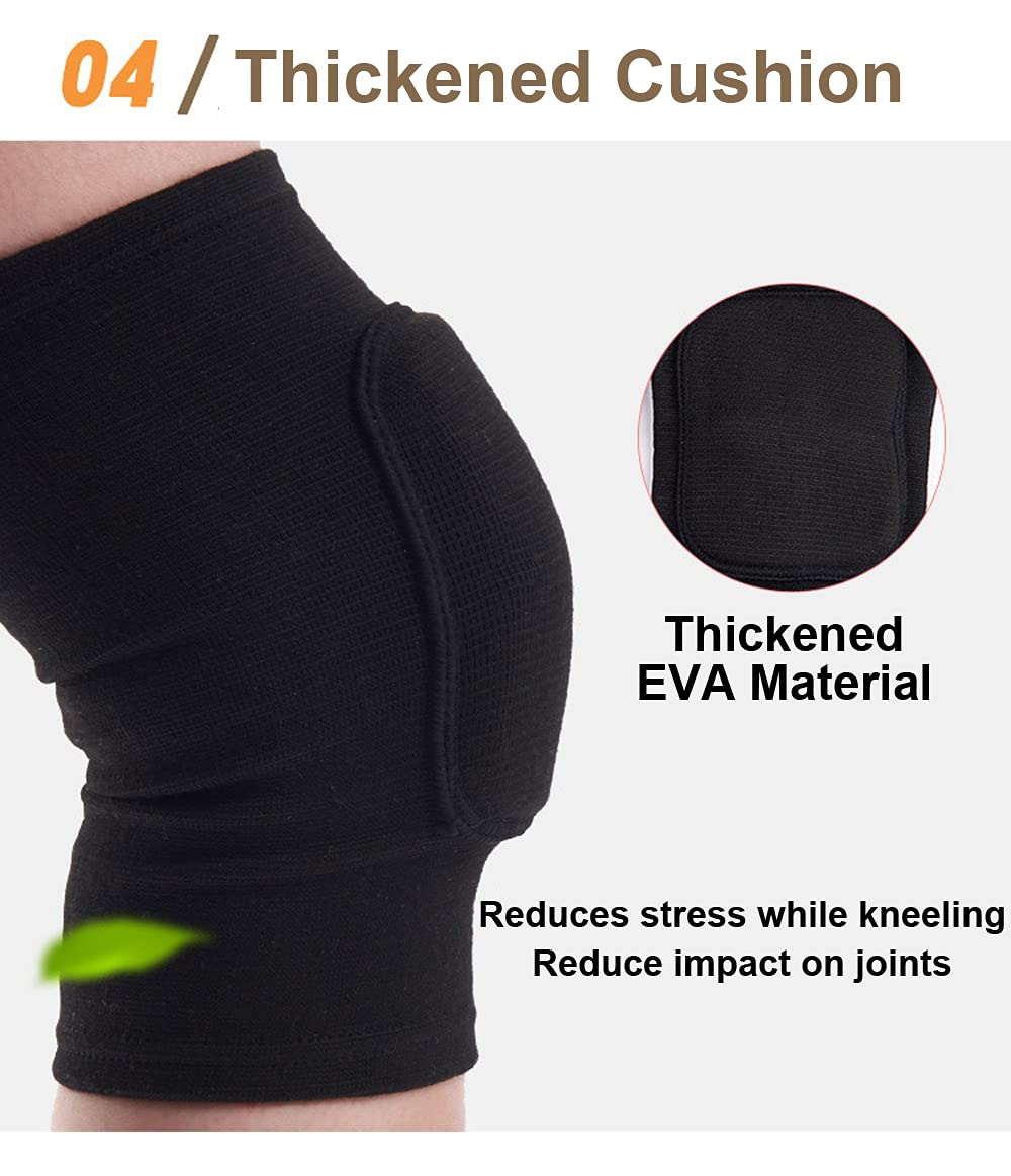 SUJAYU Dance, Wrestling, Basketball, Volleyball Knee Pads for Women, Knee Protector Soft Knee Pads for Work (Black, L)