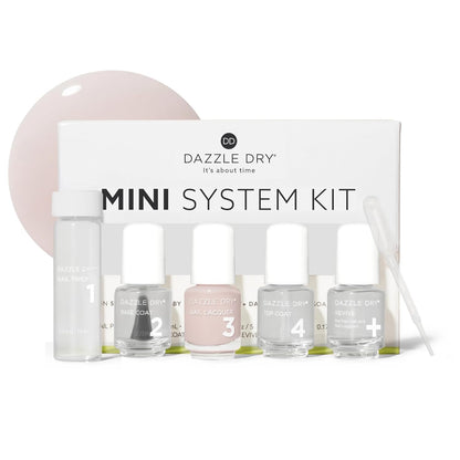 Dazzle Dry Mini Kit 4 Step System - Yoga Mama - A light chalky bubblegum pink. Full coverage cream. (5 Piece Kit / 5 Manicures)