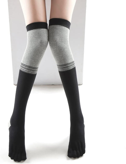 Verdancy Yoga Pilates Toe Socks - Toeless With Grips for Women, Non-Slip Cushioned Over Knee Thigh High