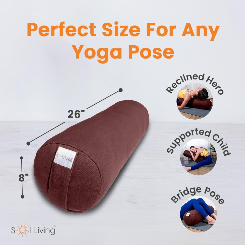 Sol Living Yoga Bolster Pillow Rectangular Meditation Cushion Cotton Meditation Accessories for Restorative Yoga Meditation Pillow Yoga Pillow Firm Body Pillow Bolster Pillow for Legs Removable Cover