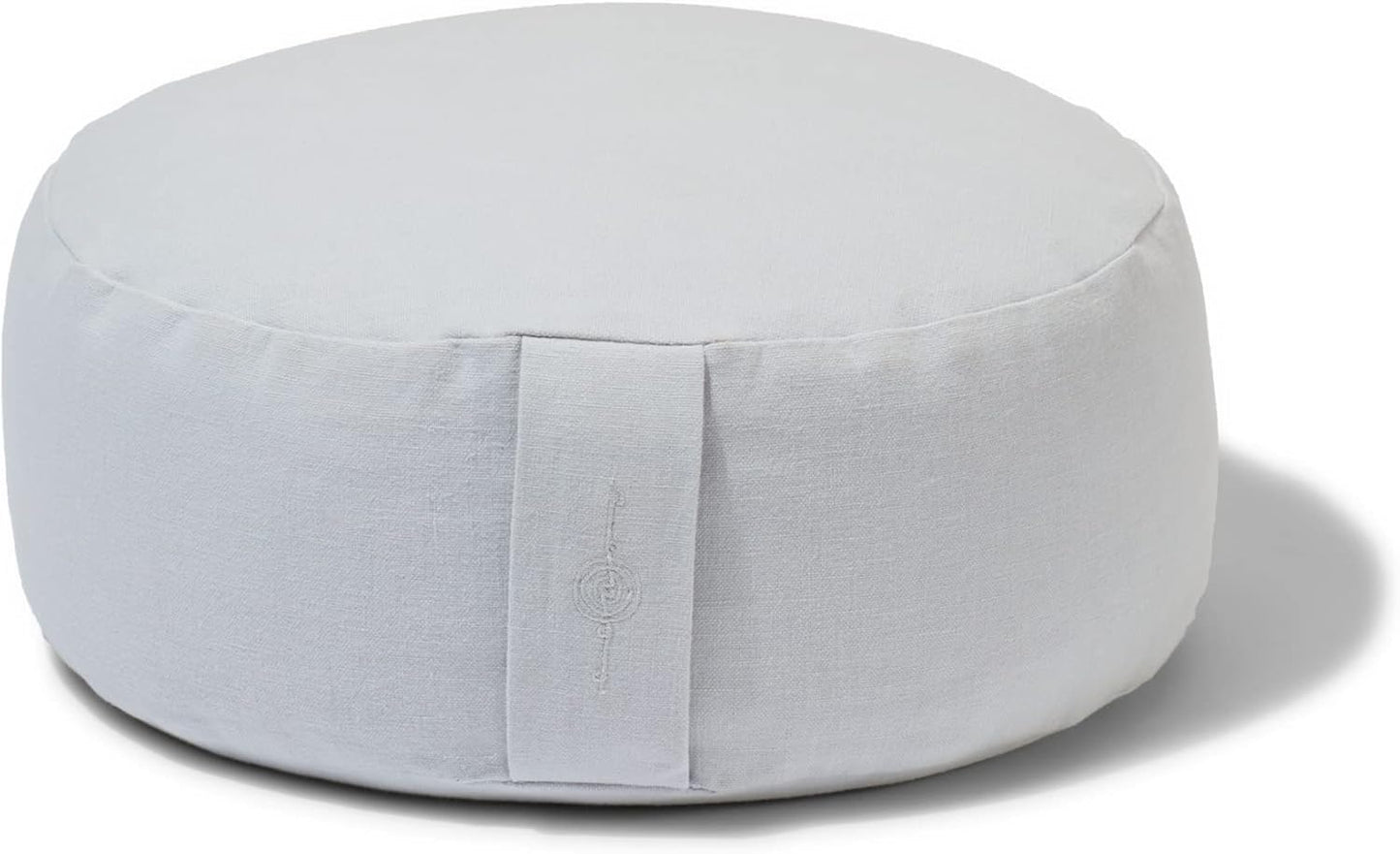 Organic Round Meditation Cushion by renoo - Durable Comfortable Cotton, Linen, Hemp - Modern Zafu - Buckwheat Floor Pillow Yoga Bolster in 15 Colors Removable Cover - 15 inches - Vanilla