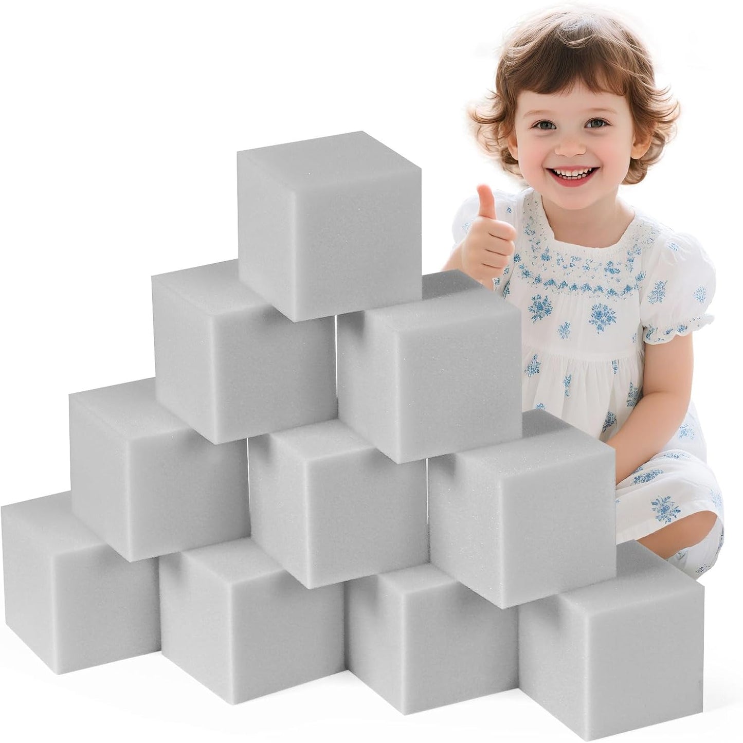 Foam Pit Blocks Foam Padding Sponge Pit Cubes Sponge Blocks for Amusement Park Gymnastics Freerunning and Parkour Courses - 24PCS 5" x 5" x 5" (Dark Blue)