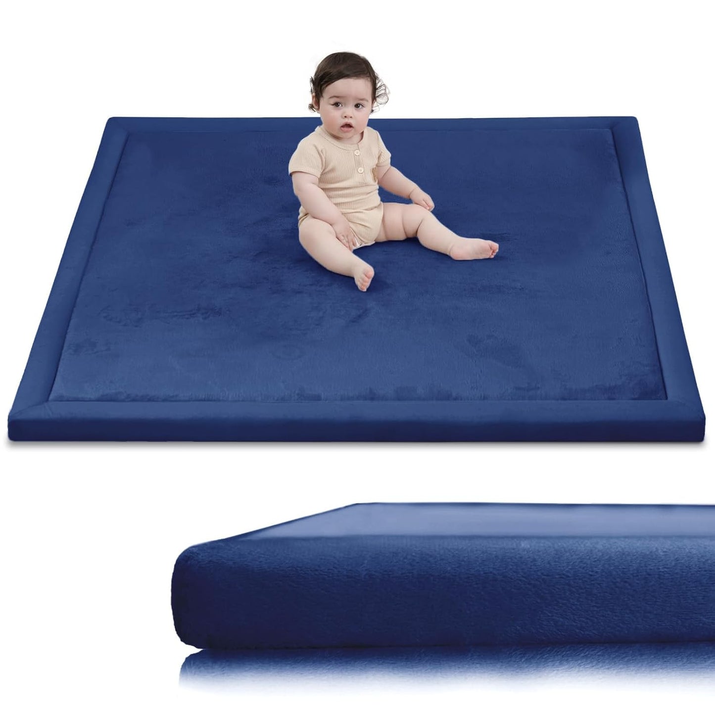Baby Play Mat for Floor,1.3" Thick Memory Foam Tummy Time Mat,Soft Coral Velvet Nursery Rug,Large Non Slip for Crawling,Toddlers,Infants,Kids,Yoga & Tatami Style for Living Room(Dark Gray)