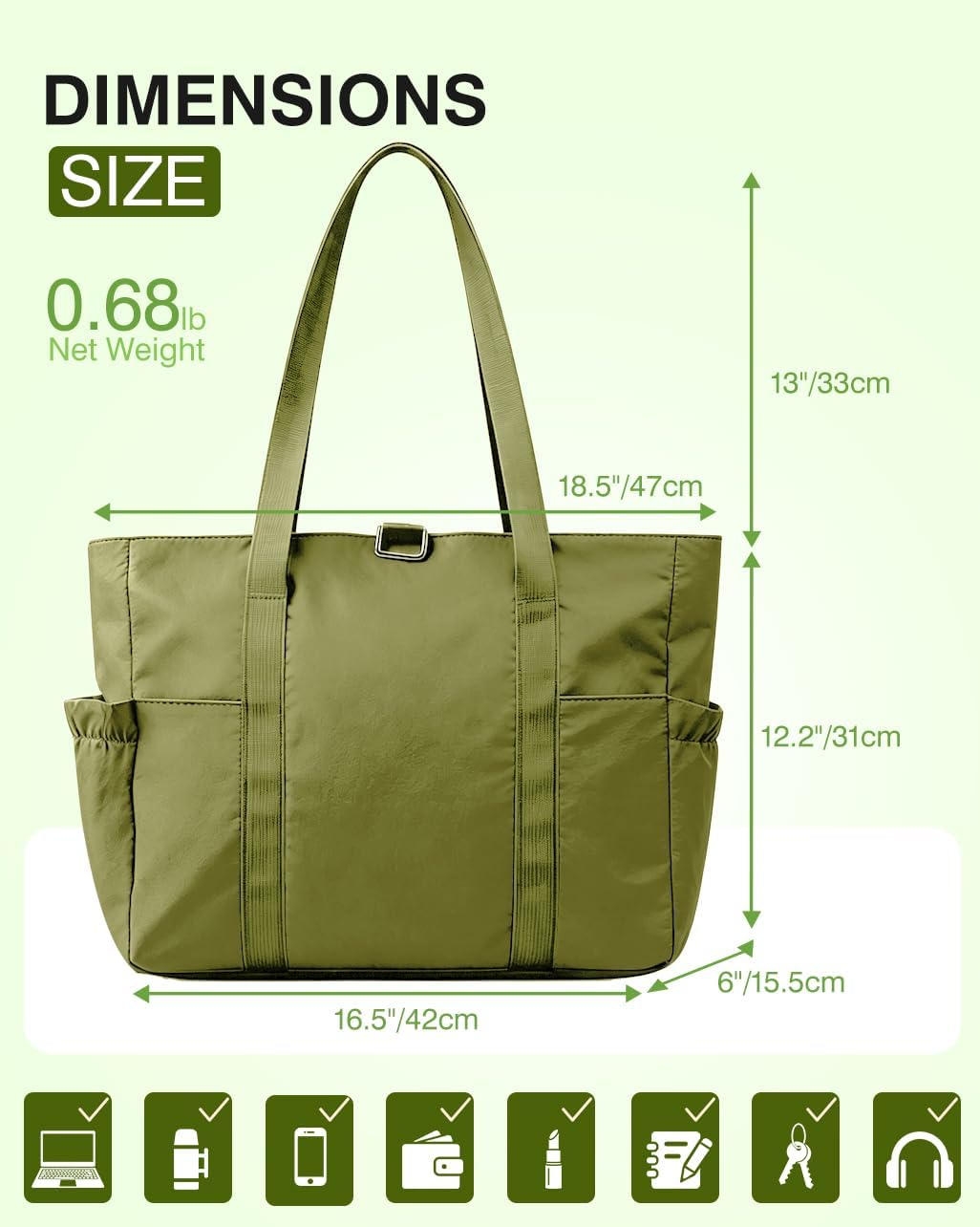 Tote Bag for Women, 26L Capacity Travel Purses Work Bag, Small Zipper Tote Bag for Travel Nurse Gym Teacher