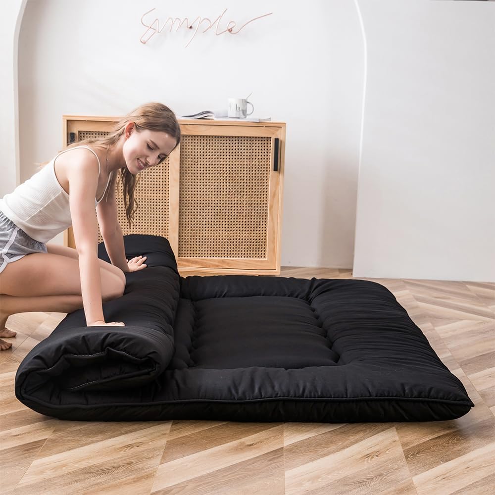 MAXYOYO Bohemian Retro Mattress Boho Floral Japanese Futon Mattress Tatami Floor Mat Foldable Portable Camping, Sleeping Pad, Lounger Couch Bed Full Size