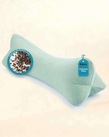 Cervical Buckwheat Roll Pillow for Sleeping,15.7"x5.9" Buckwheat Hulls Pillows Filling, Triangle Pillow for Neck Support Yoga Bolster, Adjustable Fill for Neck Pain Relief,Gray