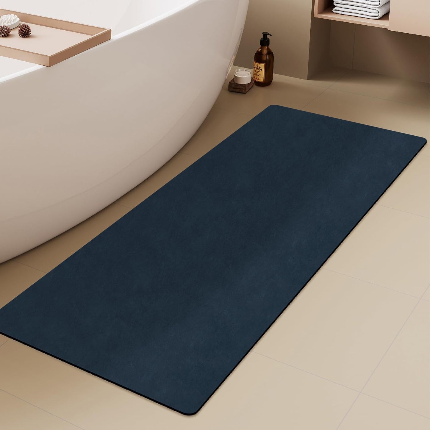 TYUU Bath Mat, Bathroom Rugs Non Slip Washable Thin Absorbent Quick Dry Bath Mat Fits Under Door Bathroom Floor Mat Perfect for Bath, Shower, or Sink 24"x36" Dark Grey