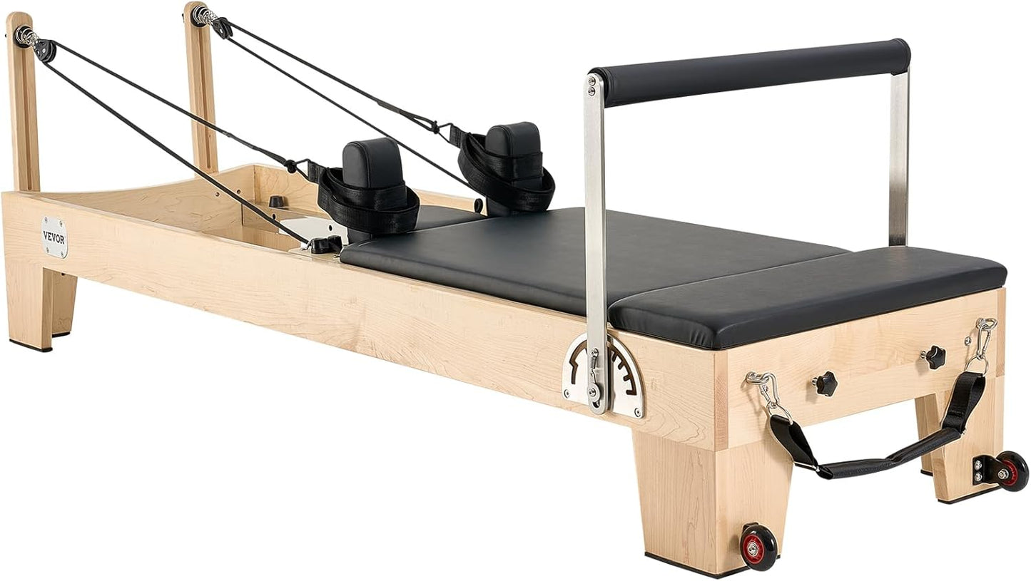 VEVOR Pilates Reformer, Reformer Pilates Machine with Cadillac Trapeze Table or Tower & Mat, Pilates Equipment for Home Workout and Studio, Includes Jump Board，Sitting Box