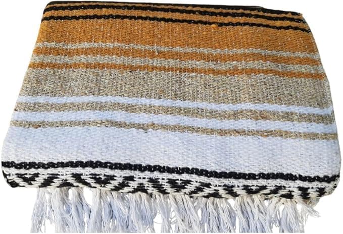 Open Road Goods Bulk Falsa Blankets - Handwoven Authentic Mexican Falsa - Great for Weddings, Yoga, Beach, Picnics, or Mexican Throw! (Tan, 7 Pack)