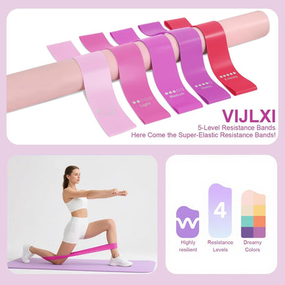 Pilates Kit, Home Pilates Equipment Set with Pilates Ring, Pilates Ball and 5 Resistance Bands, Core Strength Training Workout Kit for Flexibility & Muscle Toning
