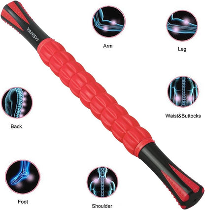 YANSYI Professional 9-Roller Deep Tissue Massage Stick - Portable Muscle Recovery Roller for Athletes, Relieves Post-Workout Soreness & Leg/Back Pain - Portable Physio Tool (Purple)