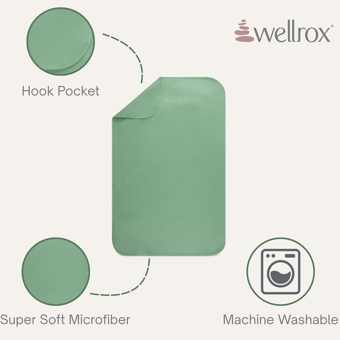 Wellrox Microfiber Yoga Hand Towel – Super Soft, Quick-Dry, Non Slip Yoga Towel for Hot Pilates, Gym & Workouts (26.5" x 16", Lavender)
