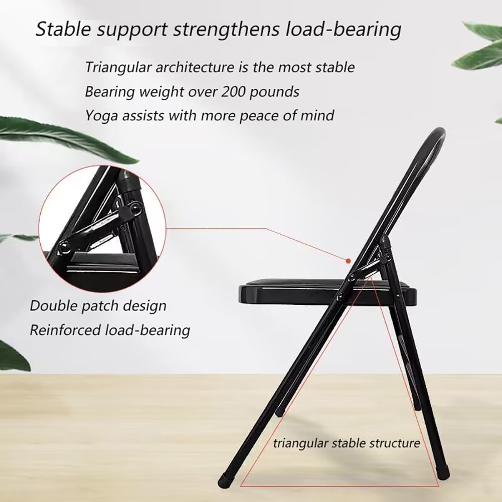 Iyengar Yoga Chair Backless Yoga Chair Pilates Chair Yoga Inversion Chair PU Fabric Foldable Balance Training 42 * 45 * 80cm,Black