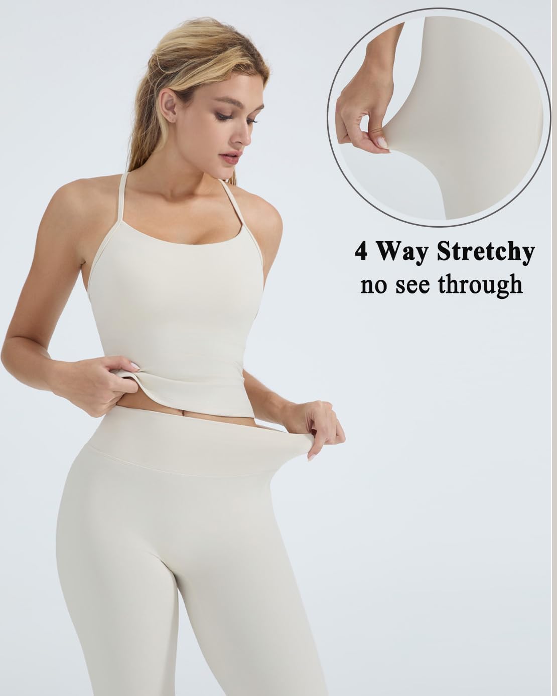 OMKAGI 2 Piece Workout Sets for Women Padded Tank Tops Flare Leggings Pilates Outfits