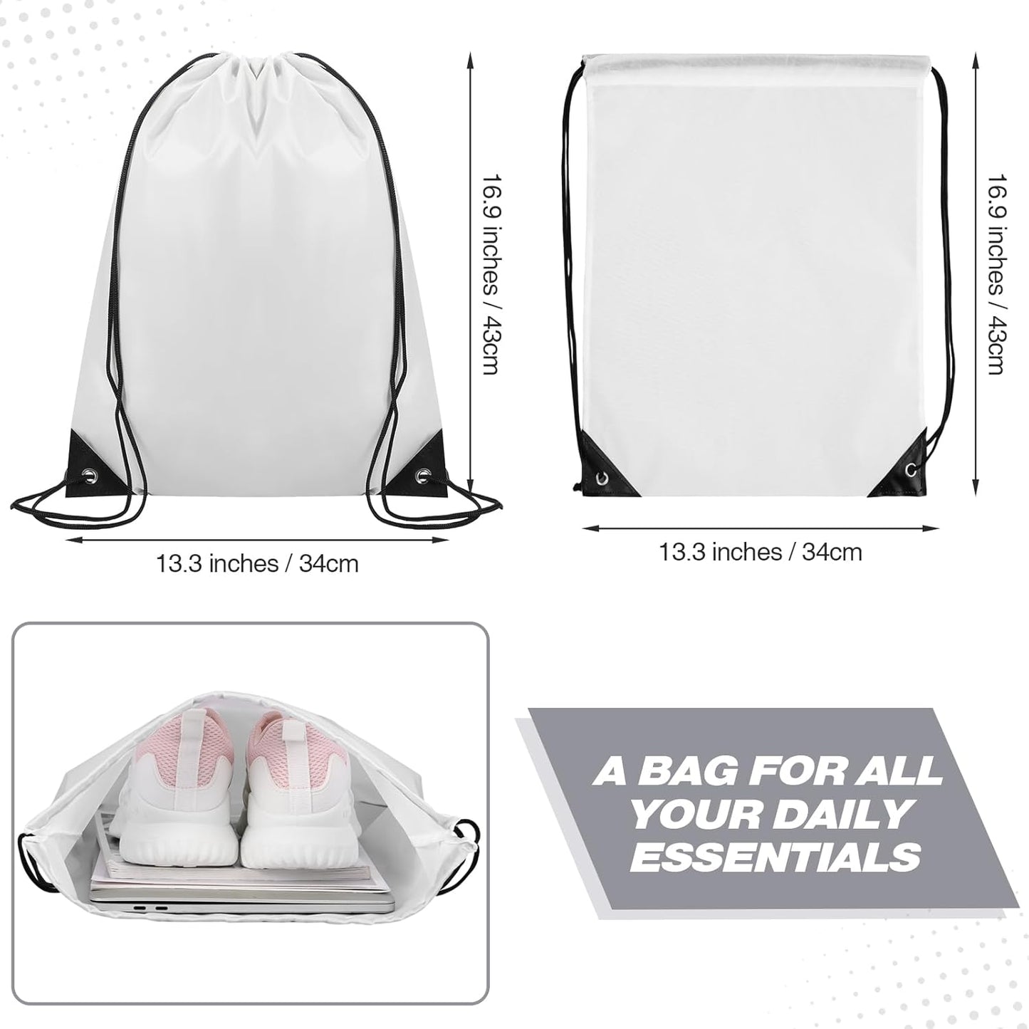 Shappy Drawstring Backpack Bulk Sports Gym Cinch Bag Polyester String Bag for Men Women(10 Colors,100 Pcs)
