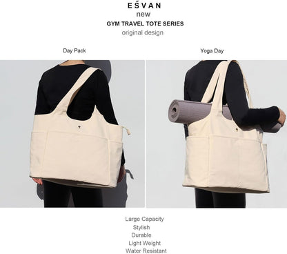 ESVAN Yoga Tote Bag Mat bag Women Shoulder Bags Carryall Tote for Travel Office Workout Gym Nurse Beach