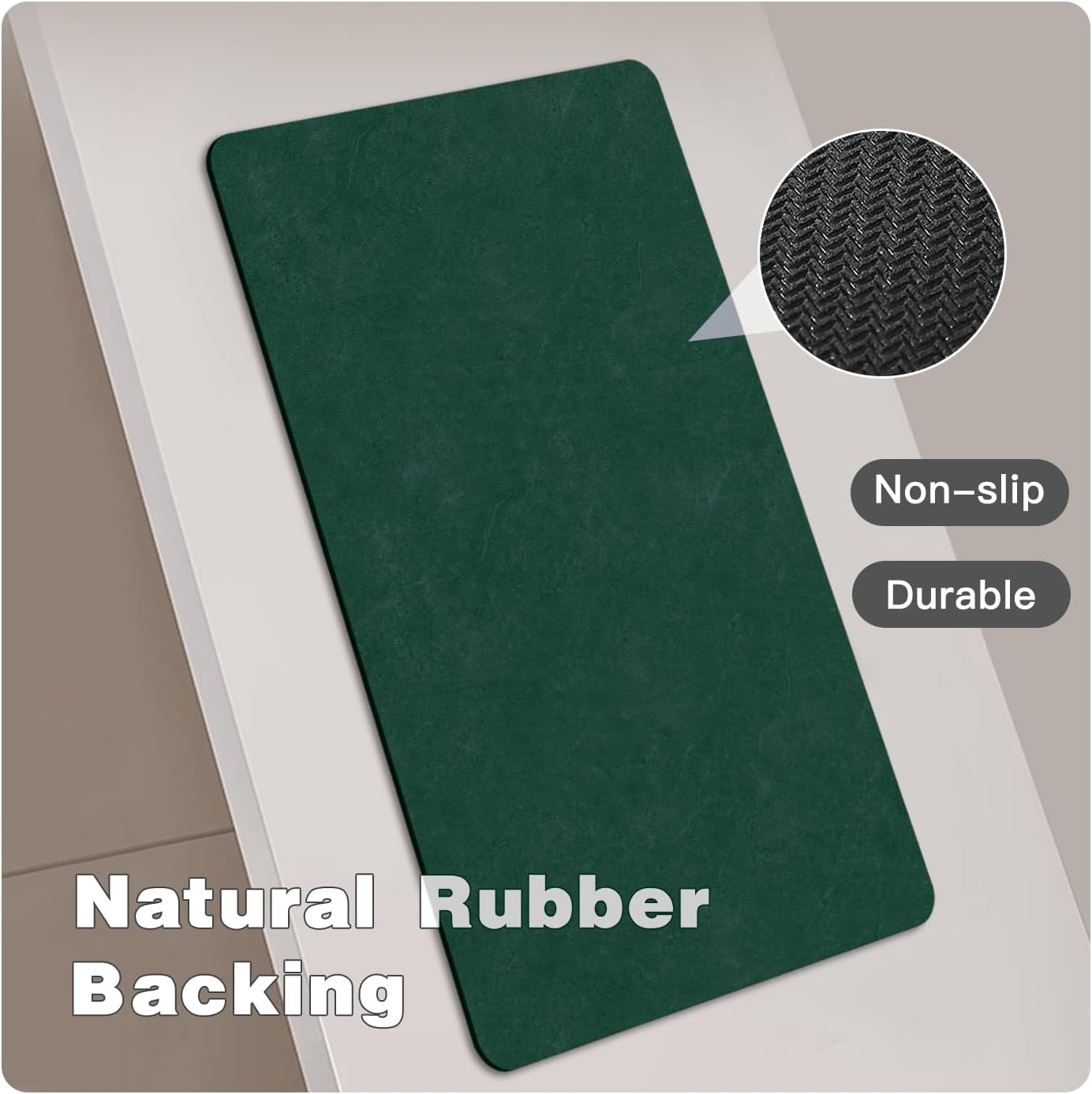 TYUU Bath Mat, Bathroom Rugs Non Slip Washable Thin Absorbent Quick Dry Bath Mat Fits Under Door Bathroom Floor Mat Perfect for Bath, Shower, or Sink 24"x36" Dark Grey