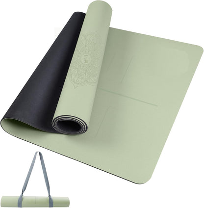 U&M Professional Non Slip PU Yoga Mat,Purple, Grey, Pink, Green 72x27 Inch 0.2" Thick Exercise Mat,| Sweatproof High Density | Anti-tear | Non-Slip Textured Surface | Natural Rubber Bottom Workout Mat for Women & Men Yoga Pilates Fitness