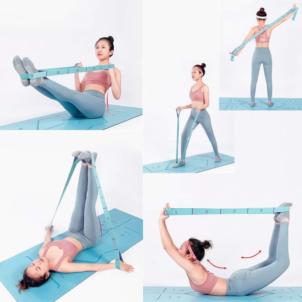 Nitpicker Stretching Straps Hamstring Stretcher Device Elastic Exercise Band Yoga mat Carrying Straps Leg Exercise Equipment Stretching Strap with Loops for Flexibility Stretch Strap 11 Loops