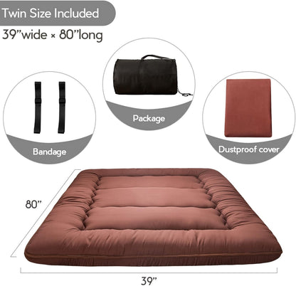 MAXYOYO Bohemian Retro Mattress Boho Floral Japanese Futon Mattress Tatami Floor Mat Foldable Portable Camping, Sleeping Pad, Lounger Couch Bed Full Size