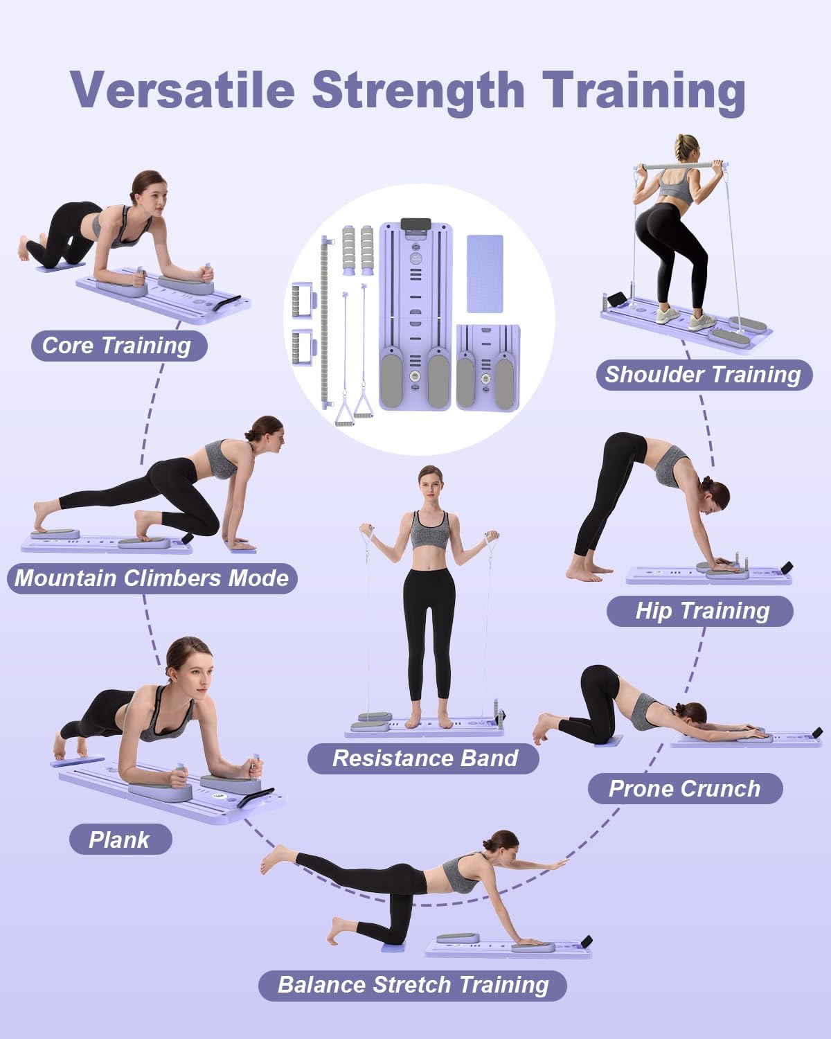 Pilates Board - Multi-Functional Pilates Reformer for Core & Abdominal Training, Top-Tier Pilates Equipment for Women’s Home Fitness