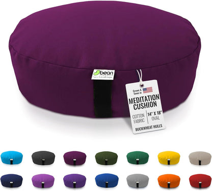 Bean Products Zafu Meditation Pillows for Sitting on Floor, Yoga Cushion, Cotton/Buckwheat Fill Yoga Pillow, Zafu Meditation Cushion, Zen Kneeling Prayer Pad- Made in USA - 14" Round - Saffron