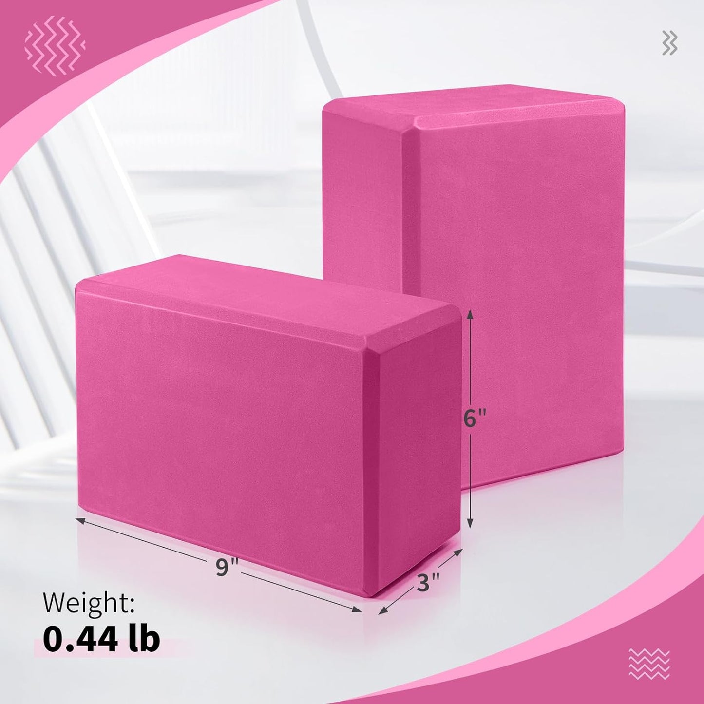Yoga Blocks 2 Pack, 9"x6"x3" High-Density EVA Foam Yoga Block, Non-Slip Yoga Blocks for Yoga, Pilates Meditation, Stretching and Toning, Supportive, Latex-Free