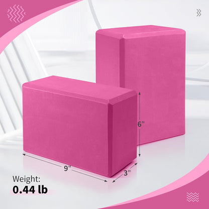 Yoga Blocks 2 Pack, 9"x6"x3" High-Density EVA Foam Yoga Block, Non-Slip Yoga Blocks for Yoga, Pilates Meditation, Stretching and Toning, Supportive, Latex-Free