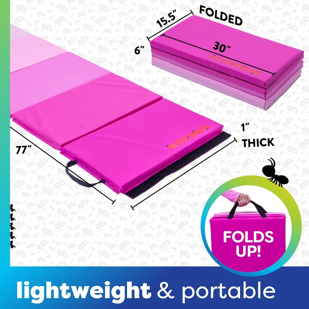 Antsy Pants Tumbling Mat for Kids – Gymnastics Mat, Easy to Clean, Sturdy, Foldable Tumbling Mats, Padded, Lightweight, Portable, Gymnastics Equipment for Active Play