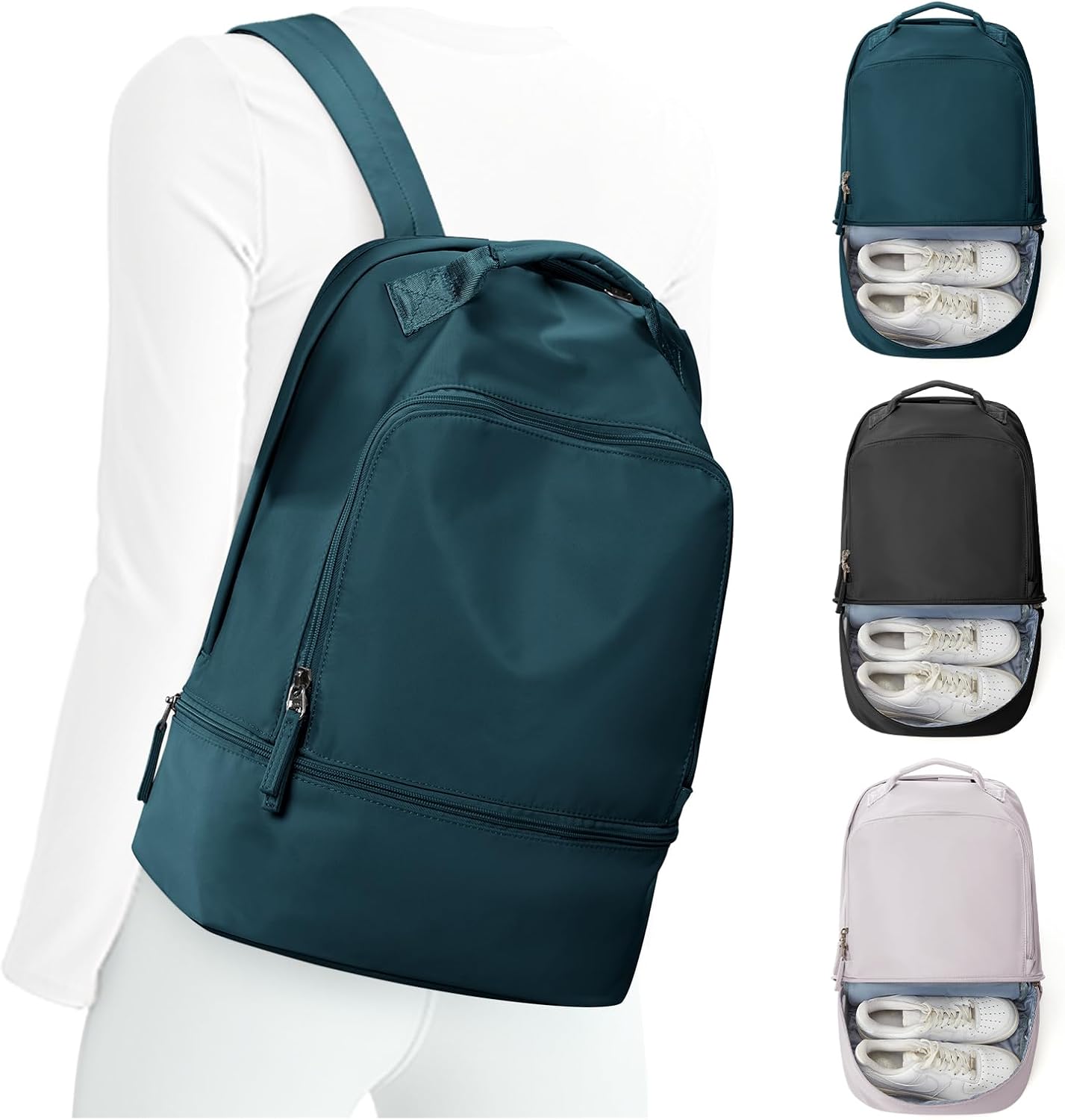Gym Backpack for Women Men,Cheer bag,Lightweight Gym Bag with Shoe Compartment, Waterproof Sports Backpack with Wet Pocket, Black