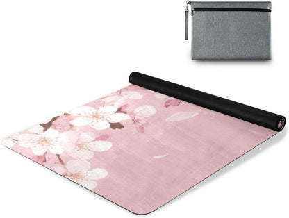 Cherry Blossom Flower Yoga Mat Non-Slip Eco-Friendly Exercise Fitness Mat for Yoga Pilates and Floor Workouts for Women & Men, 71 x 26 in