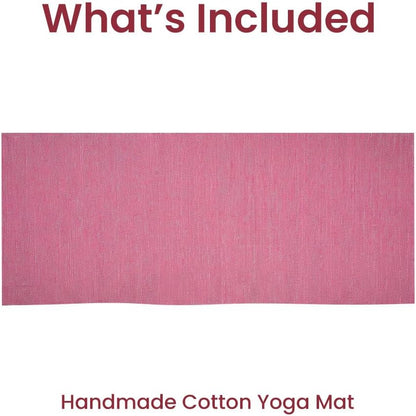 LFH Home Handmade Cotton Yoga Mat Cotton Rug picnic mat For Exercise, Workout, Fitness - Perfect Heavy Quality Eco Friendly Natural Cotton Woven Reversible Yoga Mats for Men & Women - 72x26 Inch.
