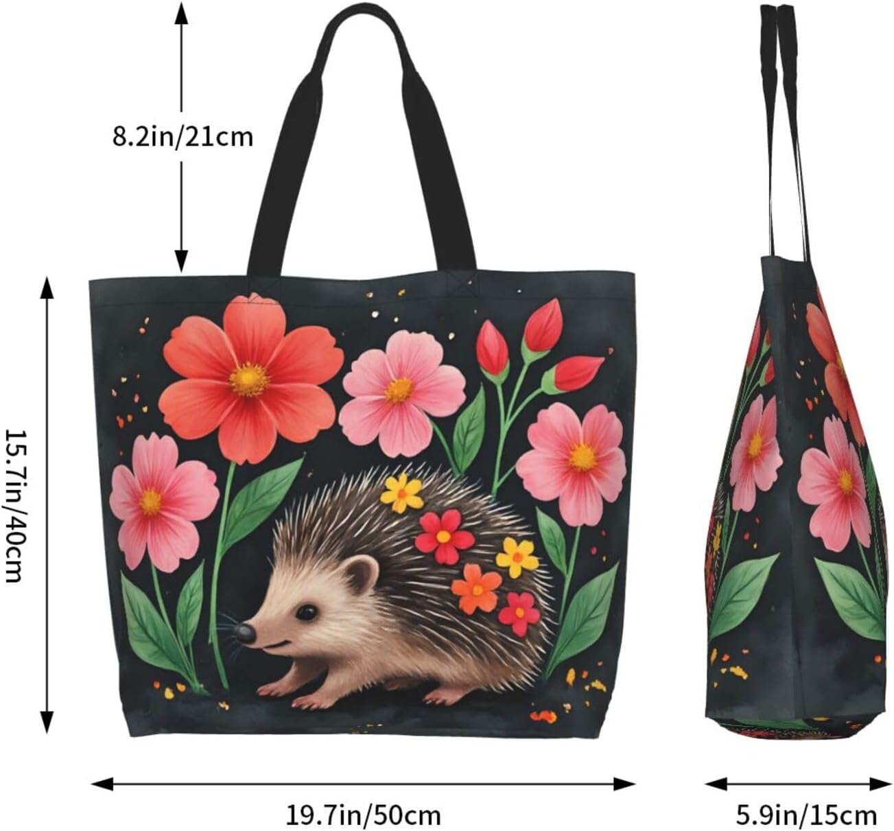 Tote Shoulder Bag Large Durable Reusable Eco-friendly Handbag Lightweight Stylish for Daily Use-19.7x15.7x5.9 Inch - Colors B