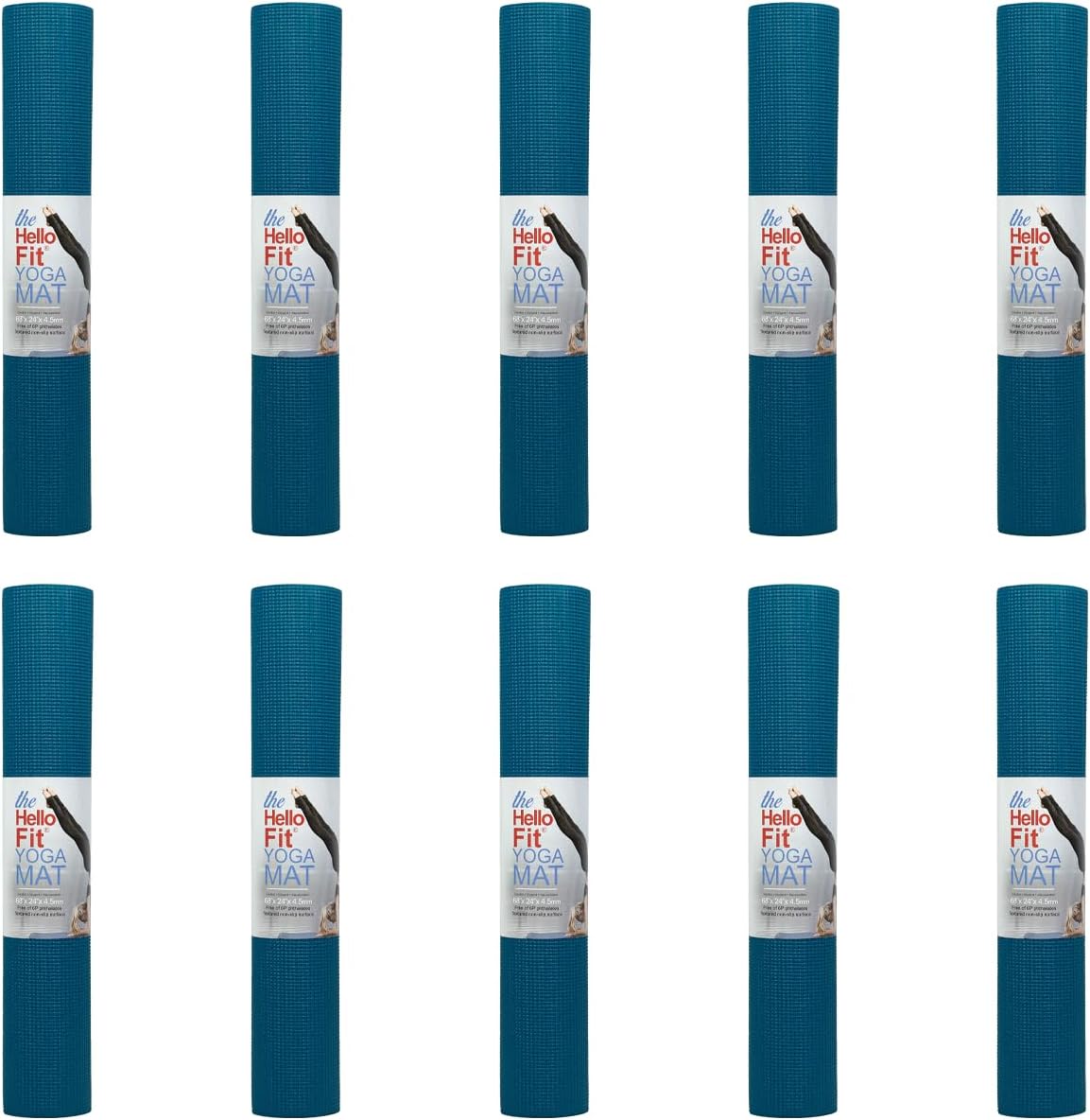 10-Pack Yoga Mat, 68" x 24" Non Slip Exercise Mat, 4mm Thick Gym Mat for Fitness and Stretching, Bulk Non Toxic Yoga Mats for Schools and Studios