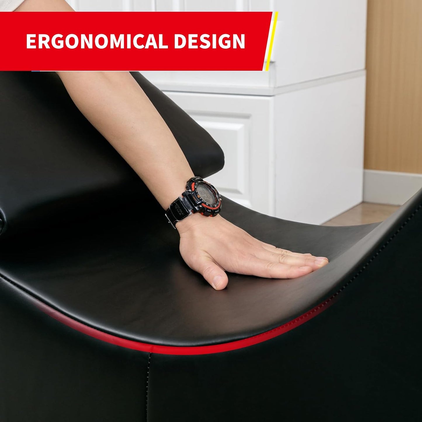 PUREMIND Yoga Chair, Curved Yoga Chaise Lounge for Adult Stretching, Exercising and Relaxing, Indoor Lounge Chair with Adjustable Head Cushion for Living Room Apartment and Bedroom - Black