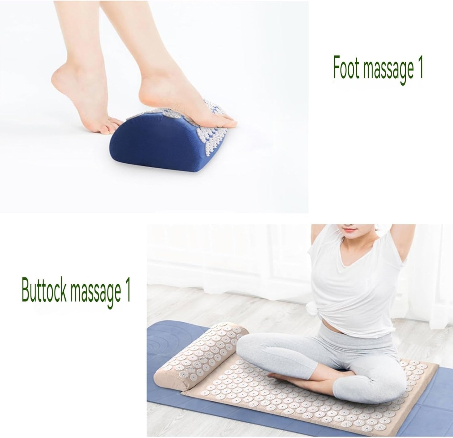 Acupressure Mat Acupressure Set Acupressure Mat with Pillow Acupressure Set Soothing Relaxation and Massage Relief from Back Pain Head and Neck Pain Suitable for Women and Men(Blue)