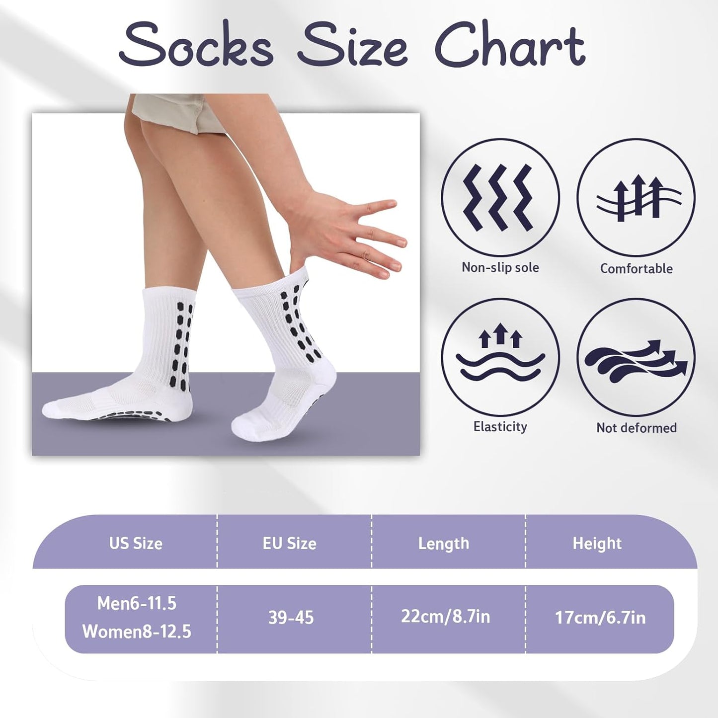 Barrlves 6 Pairs Grip Soccer Socks Colorful Non Slip Sports Football Basketball Hospital Yoga Socks for Men Women