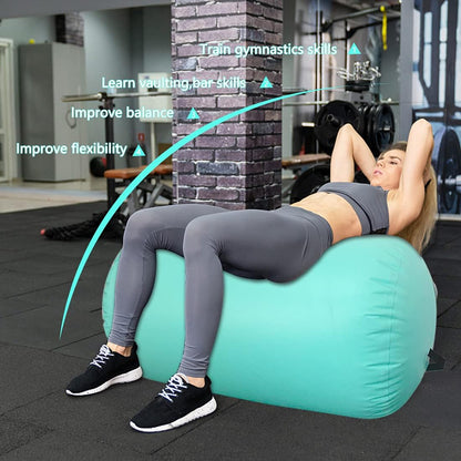 CZGBRO Gymnastics Barrel Air Roller with Pump, Inflatable Tumbling Equipment Air Mat Octagon Mat for Backhandspring Training Cheerleading Home Use