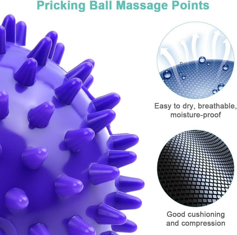 URAQT Spiky Massage Ball Set, 2 Pack Physical Therapy Massage Balls, Hard Lacrosse Ball & Spiky Massage Ball for Myofascial Release and Trigger Point Deep Tissue Massage (Red)